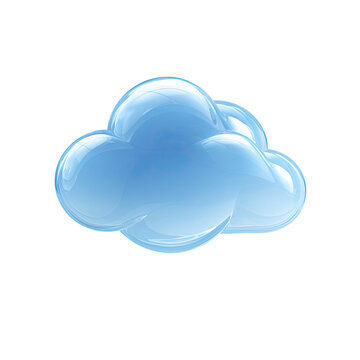 A stylized, light-blue, glossy cloud icon, smooth, rounded edges, isolated on a black background