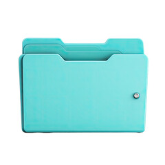 A light teal, digitally rendered folder icon with a subtle metallic clasp, displaying a clean, minimalist aesthetic