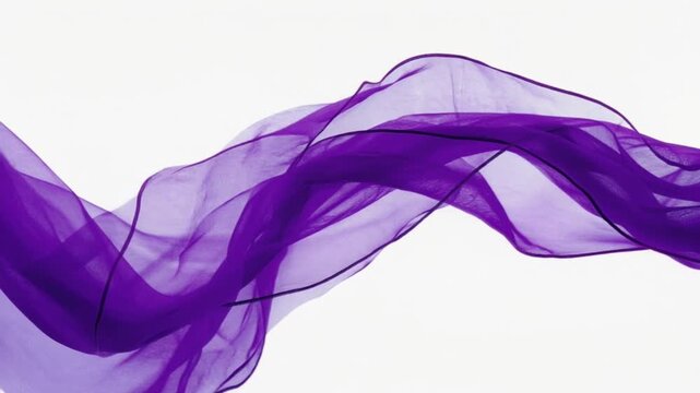 purple transparent fabric waving on the wind
