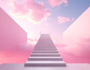 Stairway to pink sky