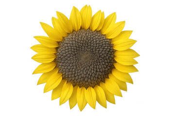 Fototapeta premium Sunflower head showing vibrant yellow petals and a brown seed center, isolated on a transparent background