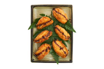 Thai Fried Banana – Crispy Deep-Fried Banana Dessert Isolated on White with Clipping Path