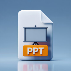 3d Modern professional PPT presentation file icon symbolizing business data and project sharing in digital format