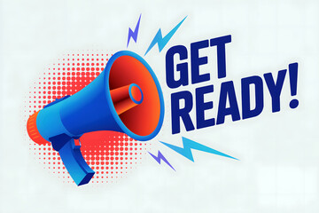 Dynamic megaphone announces urgent call to action with vibrant energy and bold text for exciting announcements