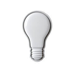 A minimalist, matte-white lightbulb illustration, rendered in a slightly three-dimensional style, set against a black background