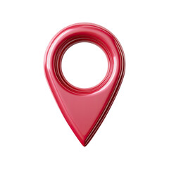 A glossy, three-dimensional, dark-red map pin, rendered with subtle highlights and a smooth, rounded design