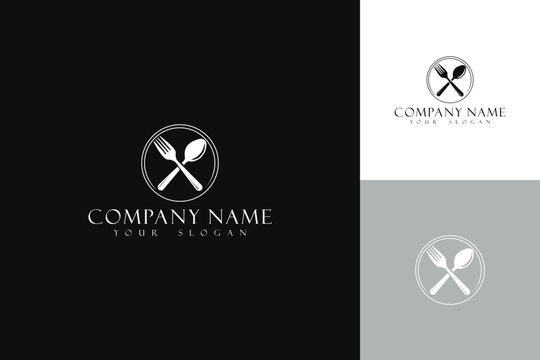 Elegant Restaurant Logo Design with Crossed Spoon and Fork.