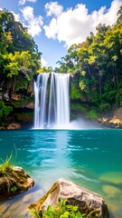 Lush waterfall cascading into a tranquil pool (1)