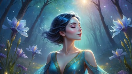 Fantasy-Portrait - H&uuml;bsche Frau mit schwarzen Haaren