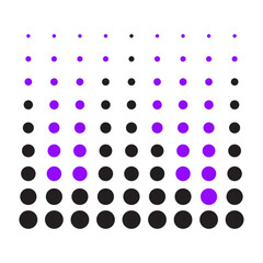 Abstract Geometric Pattern of Black and Purple Dots in Gradual Transition of Sizes
