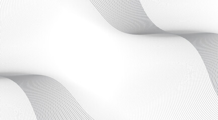 Elegant curves formed by thin gray lines cascade across a clean white backdrop, creating a modern, abstract design with smooth, flowing shapes and a minimalist aesthetic, offering calm sophistication © Micro Design-id