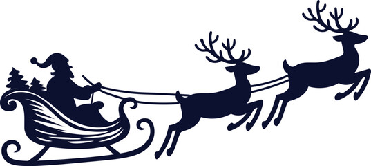 Saint Nicholas with deear silhouette vector