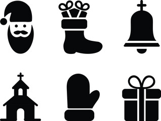Saint Nicholas day symbol set silhouette vector