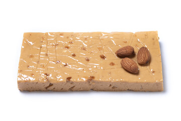 Christmas soft almond nougat bar isolate don white background