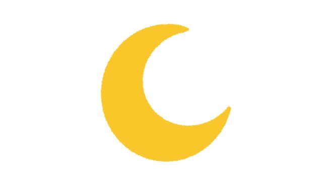 黄色い三日月の手描きアイコン。ループする4Kアニメーションスタンプ