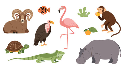 Naklejka premium A vibrant collection of diverse animals from various habitats and ecosystems across the globe.