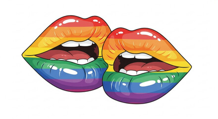 Obraz premium Rainbow lips lgbtq pride month illustration vector design for equality and love celebration concept