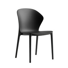Modern Black Plastic Chair Isolated on Black Background
