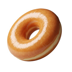 A Single Glazed Donut on a Black Background