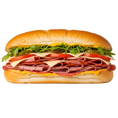Delicious Sub Sandwich with Meats, Cheese, and Veggies