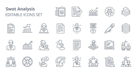 Dynamic SWOT analysis icons perfect for business presentations, reports, and strategic planning visuals, ready to elevate your content