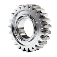 Metal gear wheel with polished surface isolated on transparent background