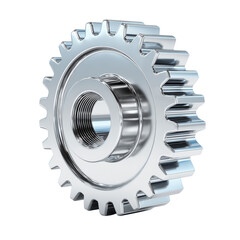 Metal gear with shiny surface and intricate design isolated on transparent background