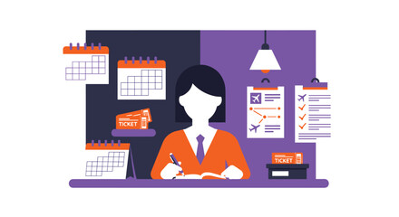 Organized professional managing tasks with calendars and lists for efficient work planning