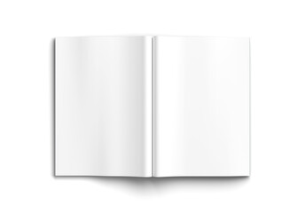 Fototapeta na wymiar Open magazine isolated on transparent background. Cut out blank brochure mockup 3D rendering
