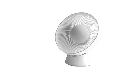 Modern tabletop fan with sleek design providing cooling in a bright, minimalistic room setting