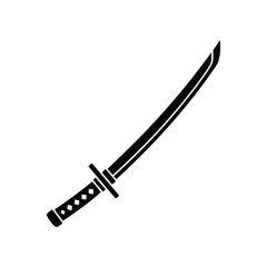 Japanese Katana Samurai Sword Solid Glyph Vector Icon