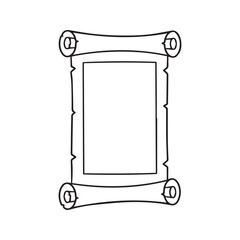 Old scroll paper parchment outline. Blank vintage manuscript vector illustration. Ancient papyrus template for message or map, isolated on white background.