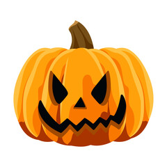 Spooky Jack-o'-lantern with a carved face, perfect for Halloween decorations and scary festivities