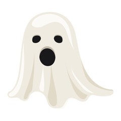 Cute ghost with a surprised expression, perfect for Halloween and spooky-themed designs and illustrations