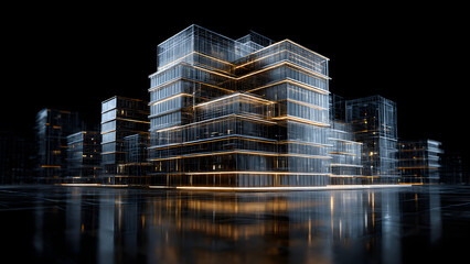 Fototapeta premium 3D architecture abstract. Abstract 3D construction Concept - modern city, modern architecture and designing