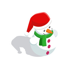Festive snowman wearing a Santa hat and green scarf, ready for winter holidays and Christmas celebrations