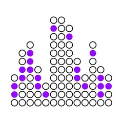 Digital equalizer sound wave visualization with purple and white circles on a clean background
