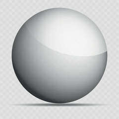 Transparency gray ball or precious pearl. Water bubble. Glass realistic ball, 3D abstract vector illustration highlighted on a transparent background. Big Crystal bubble with shadow.