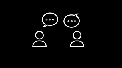 Chat conference icon. 2 Person with speech bubbles contact icon animated on a black background. comunication concept.