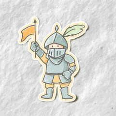 Cartoon knight with flag illustration for fantasy and storytelling designs