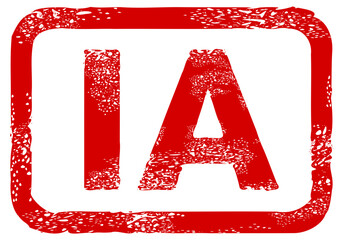 Dirty red stamp mark "IA" (AI in french) surrounded by a rounded frame (cut out)