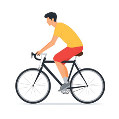 Obraz premium Man Riding Bicycle - Clean Flat Vector Illustration