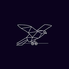 Geometric white falcon graphic on dark blue background for design elements