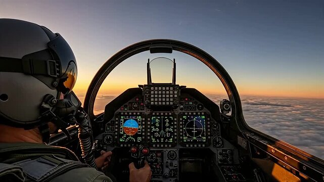 Point of View from a Fighter Jet Cockpit During Flight