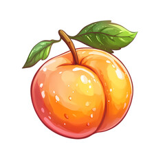 Vibrant and juicy peach with a green leaf, set against a clean white background for culinary use