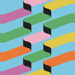 Vibrant abstract geometric pattern with intersecting colorful ribbons