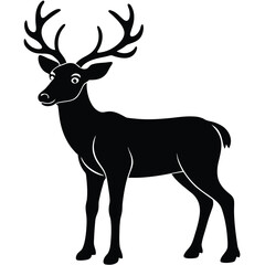 Fototapeta premium Reindeer Silhouette Vector Minimal Christmas Deer Icon for Holiday Design