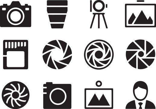 Professional photography icons for modern creative projects