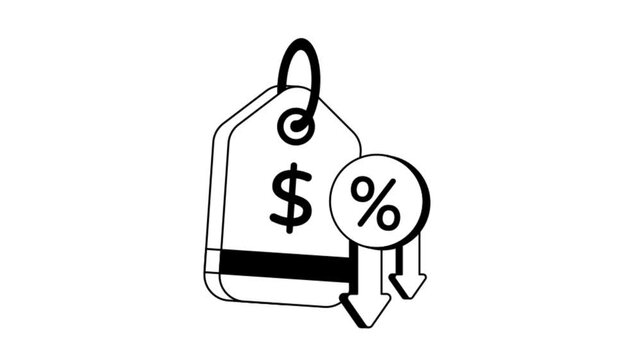 Falling price tag concept showing discount reduction Animation MP4 File
