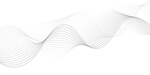 White wave curve lines banner background design. Abstract soft wave lines dynamic flowing gray light isolated background. Vector Illustration of the gray pattern of lines. Black stripes on white .